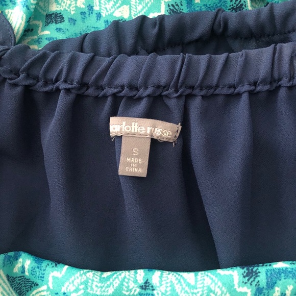 Blue tribal ruffled crop tank - Picture 5 of 5